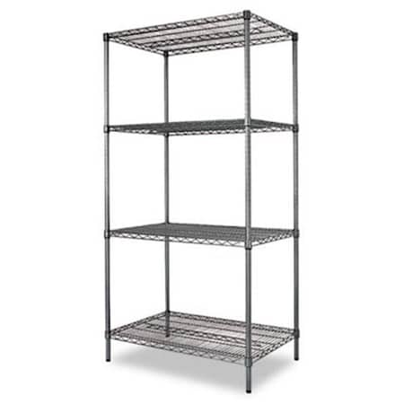 Alera Alera SW503624BA Industrial Wire Shelving Starter Kit  Four Shelves  36w x 24d x 72h  Black SW503624BA